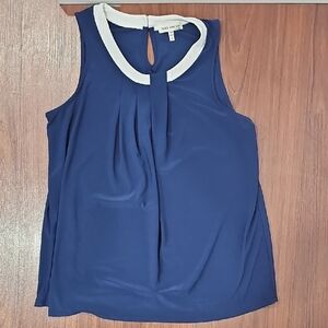 Faith and Joy Blue and White Sleeveless Blouse